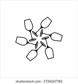 Wine Glass Icon, Wine Drinking Glass Icon Vector Art Illustration