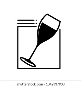 Wine Glass Icon, Wine Drinking Glass Icon Vector Art Illustration