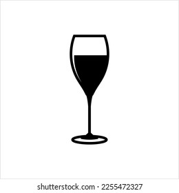 Wine Glass Icon, Wine Drinking Glass Icon Vector Art Illustration