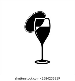 Wine Glass Icon, Wine Drinking Glass Icon Vector Art Illustration