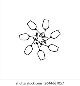 Wine Glass Icon, Wine Drinking Glass Icon Vector Art Illustration