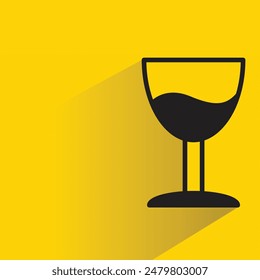 wine glass icon with drop shadow on yellow background