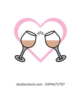 wine glass icon element logo design