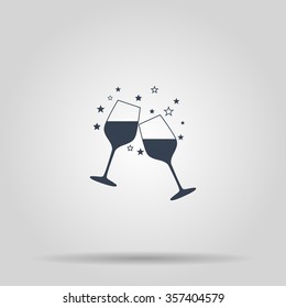 Wine Glass Icon. Flat Design Style Eps 10