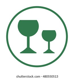 Wine glass icon.  Flat design.