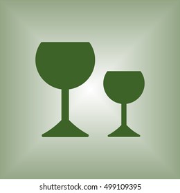Wine glass icon.  Flat design.