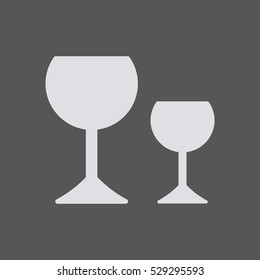 Wine glass icon.  Flat design.
