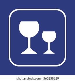 Wine glass icon.  Flat design.