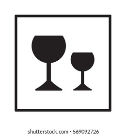 Wine glass icon.  Flat design.