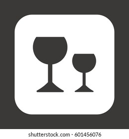 Wine glass icon.  Flat design.