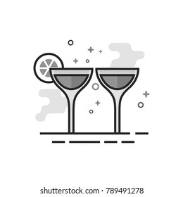 Wine glass icon in flat outlined grayscale style. Vector illustration.