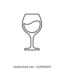 Wine glass icon in flat style. Champagne beverage vector illustration on isolated background. Cocktail drink sign business concept.