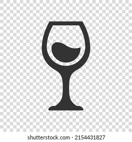Wine glass icon in flat style. Champagne beverage vector illustration on isolated background. Cocktail drink sign business concept.