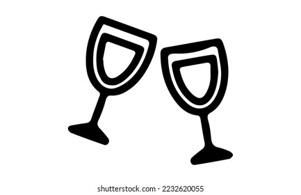 Wine glass icon flat style vector illustration.