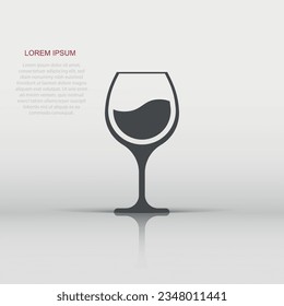 Wine glass icon in flat style. Champagne beverage vector illustration on isolated background. Cocktail drink sign business concept.