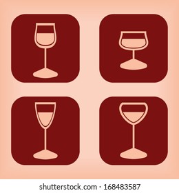 Wine glass icon - four variations