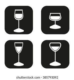 Wine glass icon in four variations