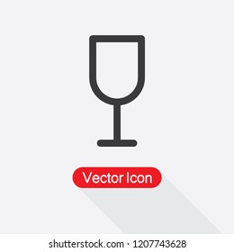 Wine Glass Icon, Fragile Product Icon Vector Illustration Eps10