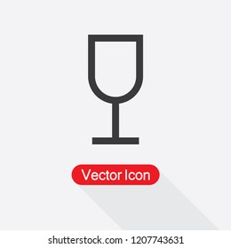 Wine Glass Icon, Fragile Product Icon Vector Illustration Eps10