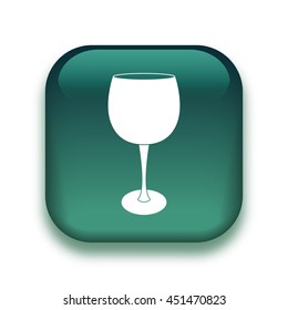 wine glass icon - glossy vector button