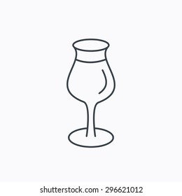 Wine glass icon. Goblet sign. Alcohol drink symbol. Linear outline icon on white background. Vector