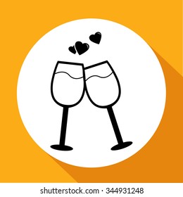 Wine glass icon with hearts