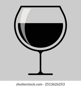 Ícone de copo de vinho. Símbolo de ícone plano isolado. Ícone de copo de vinho. Silhueta de vidro de vinho isolada sobre fundo cinza. Linha arte vinho vidro símbolo ícone símbolo vetor de logotipo. Ilustração vetorial. eps10