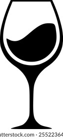 Icono de la copa de vino aislado en el fondo blanco.