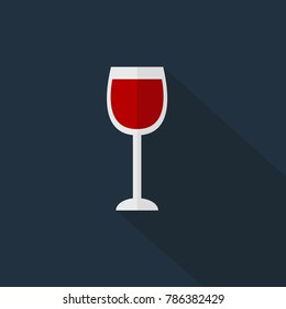 Wine glass icon isolated vector illustration on blue transparent background