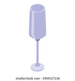 Icono de cristal de vino. Isométrico icono vectorial de vidrio para el diseño web aislado en fondo blanco