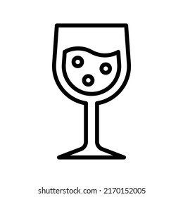 Wine Glass Icon. Line Art Style Design Isolated On White Background