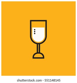 Wine Glass Icon (Line Art Vector Illustration in Flat Style Design)