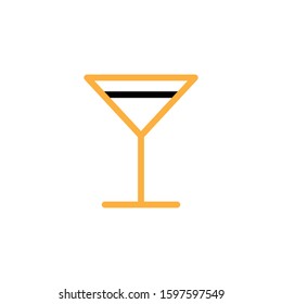 Wine glass icon. Line and two colour design template