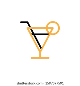 Wine glass icon. Line and two colour design template