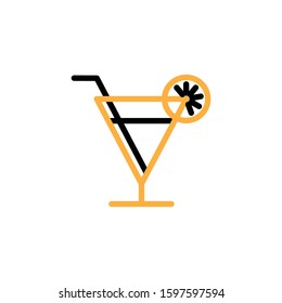 Wine glass icon. Line and two colour design template