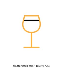 Wine glass icon. Line and two colour design template