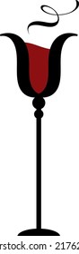 Wine glass icon and logo, simple black graphic silhouette
