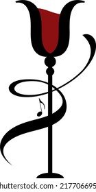 Wine glass icon and logo, simple black graphic silhouette
