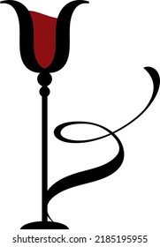 Wine glass icon and logo, simple black graphic silhouette
