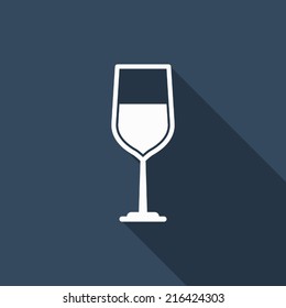 wine glass icon with long shadow