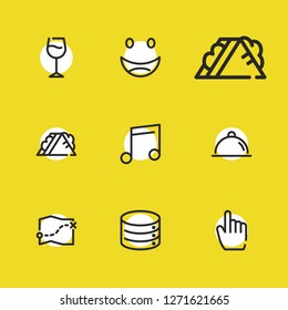 Wine Glass Icon With Map, Datacenter And Smile Symbols. Set Of Food, Server, Quaver Icons And Laugh Concept. Editable Vector Elements For Logo App UI Design.