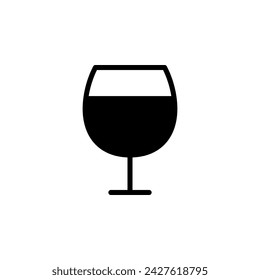 Icono de copa de vino. Ilustración moderna del símbolo de la copa de vino. Pictograma plano de vástago. Plantilla de signo de bebida vectorial