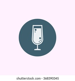 Wine glass icon on blue circle background, modern creative style