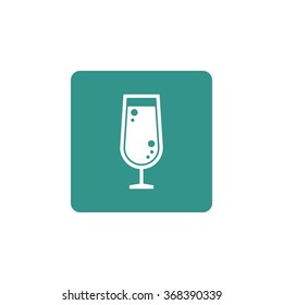 Wine glass icon on button style background with modern color