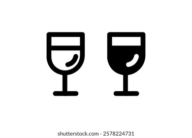 Wine Glass Icon in Outline and Solid Style Vector