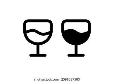 Wine glass icon in outline and solid Vector