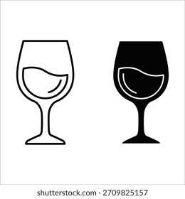 Weinglas Icon Umriss und Solid Fill Getränk