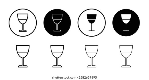 Wine glass icon Outline thin set pack series