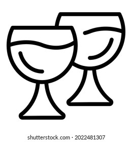 Wine glass icon outline vector. French bottle. Grape alcohol