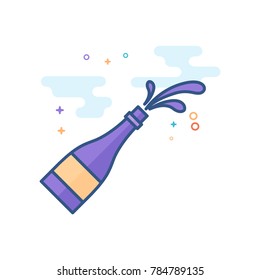 Wine glass icon in outlined flat color style. Vector illustration.